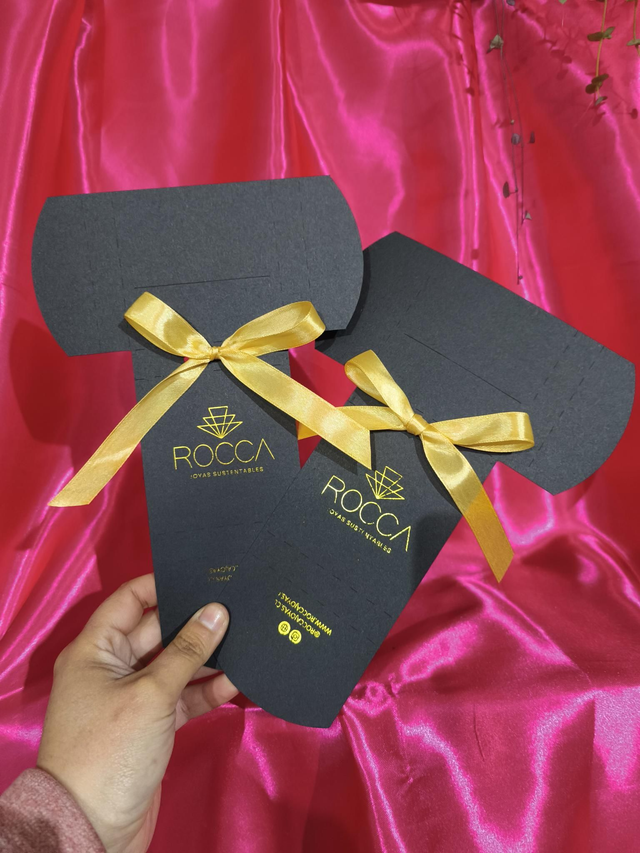 10 Cajas tipo sobre aplicación foil + moño+ Tag 6x6 cm 