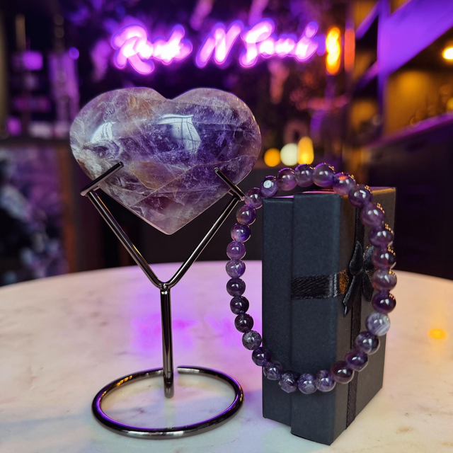 Amethyst Heart and Bracelet Set