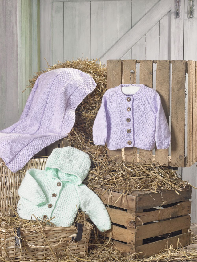 JB784 Baby Aran Cardigans and Blanket Pattern
