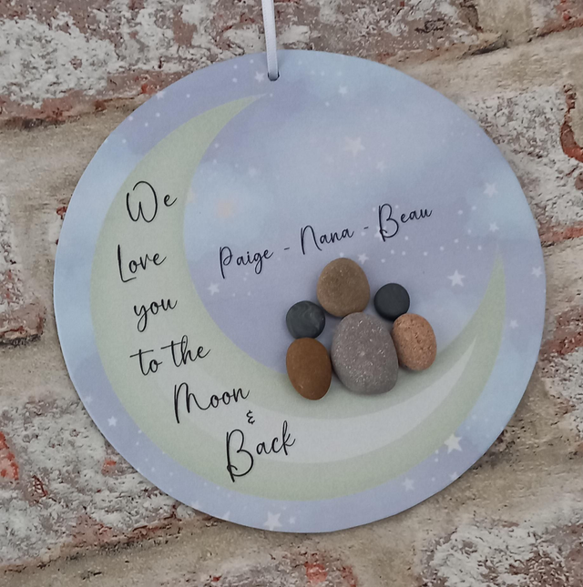 We love you to the moon and back hanging plaque, Personalised Christmas bauble, Gift for Nana, Mummy, Daddy, Grandad, Auntie
