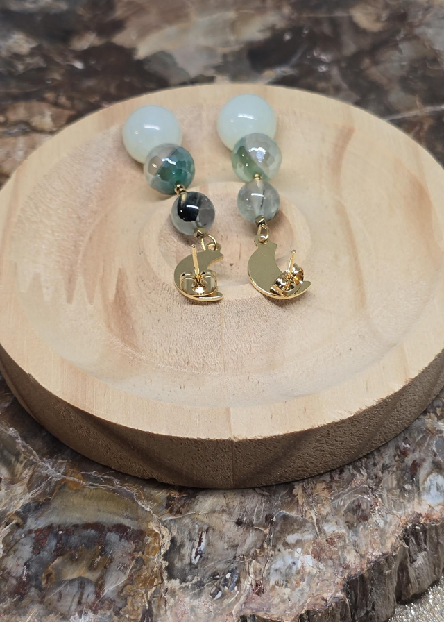 Boucles d'oreilles Jade et Phrénite