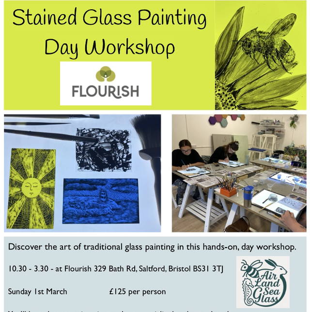 Stained Glass Painting Day Workshop Sunday 1st March