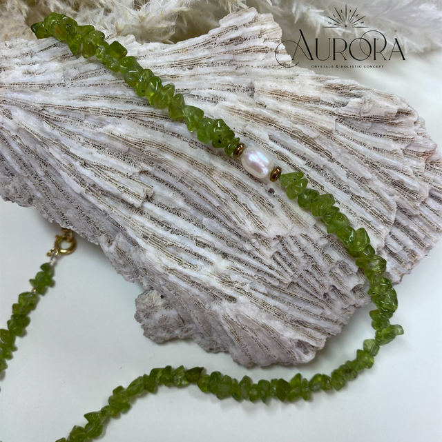 HOPE Peridot Kette mit Perle 925 Silber 