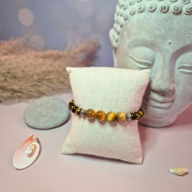 Bracelet élastique SAVANA – Œil de Tigre naturel d’Afrique du Sud