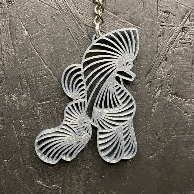 3D - Keychain Poodle Puppy Grey Sparkle