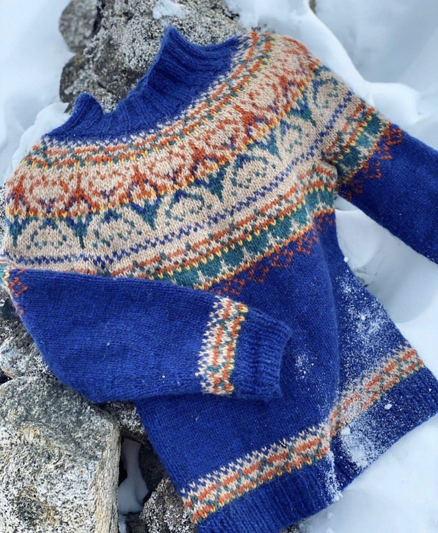 Alasuq Polar Sweater Kit - Col 04 (Space Blue &amp; Wheat) - Wool &amp; Pattern - Linka Neumann