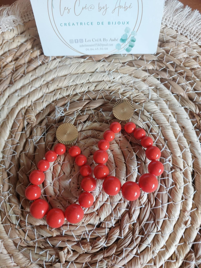 BO CHIC PERLES CORAIL/ ACIER INOXYDABLE 0000688