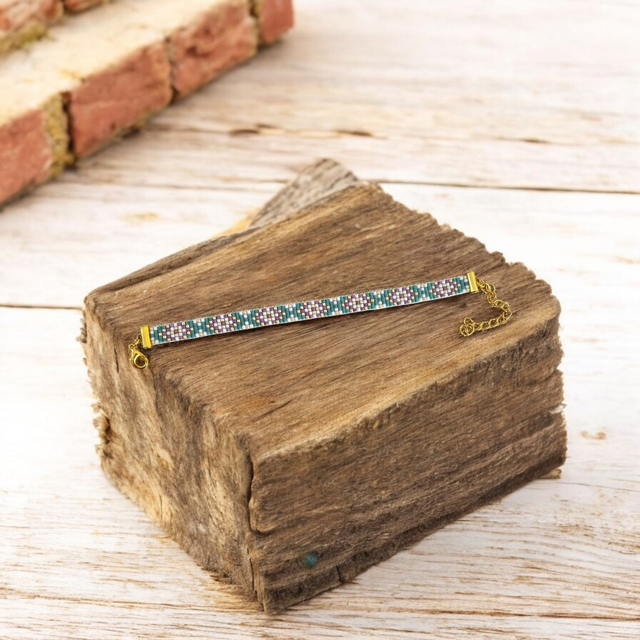 Bracelet fin tons turquoise et violet