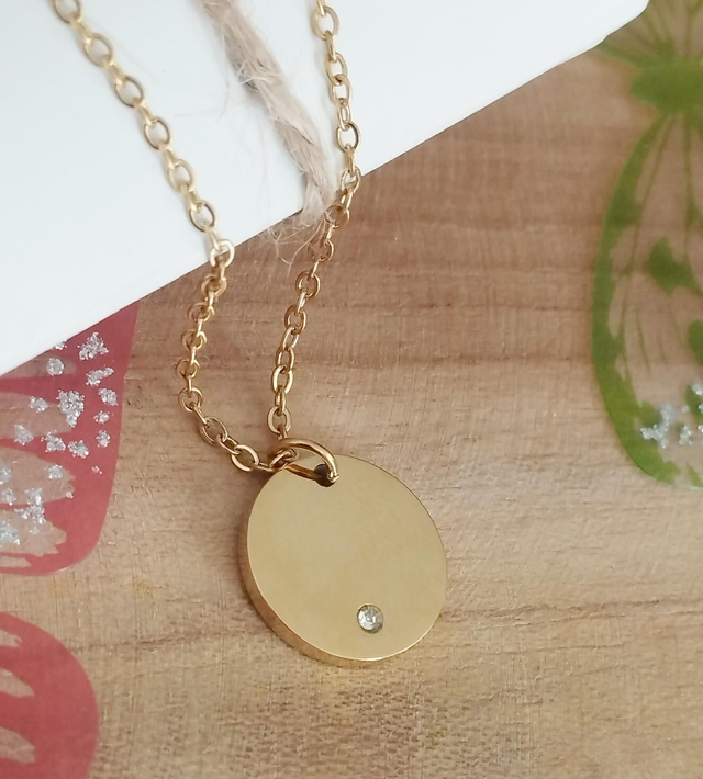 Collier disque doré 