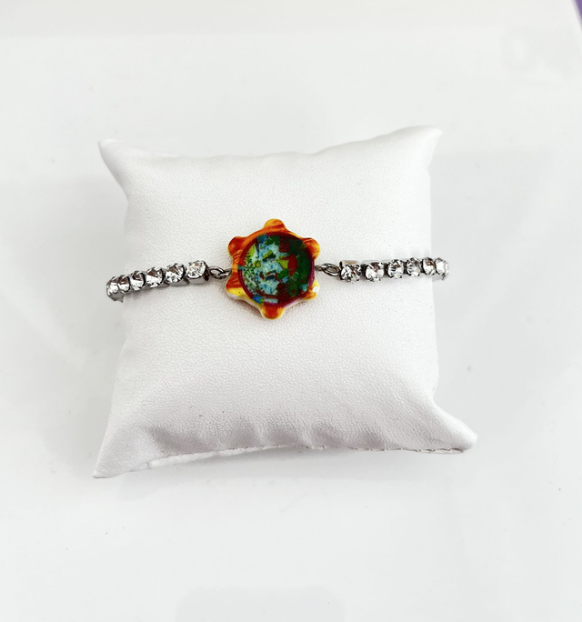Bracciale Tennis con strass e Tamburello Siciliano in Ceramica
