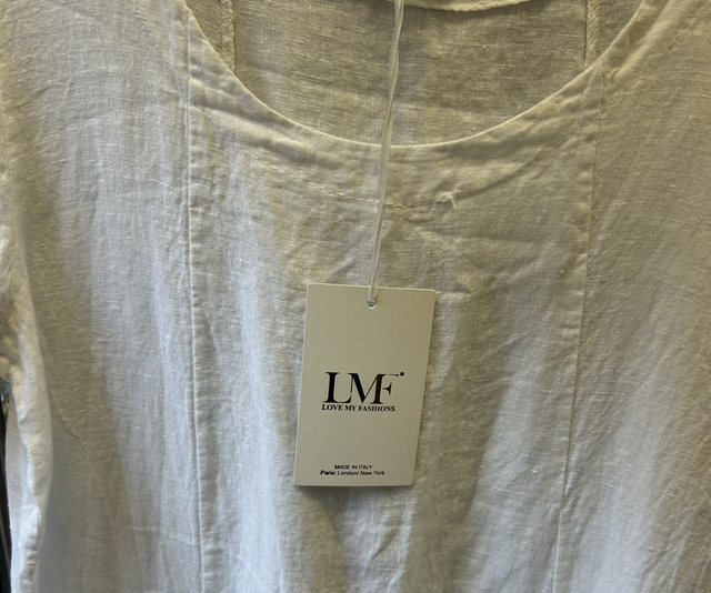 LMF - Plain White Linen Dress - Free Size - 1950