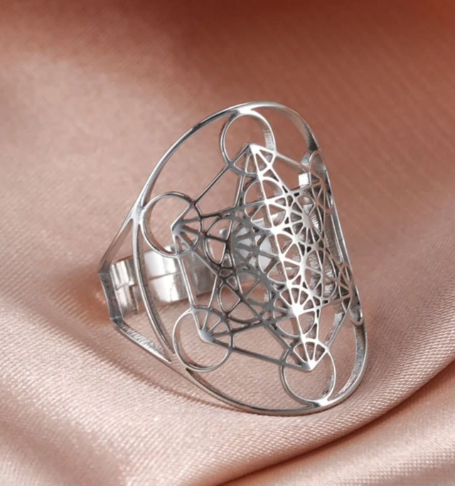 Bague métatron ajustable argent