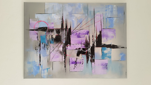 Art contemporain - tableau abstrait coloré œuvre d'art originale signée