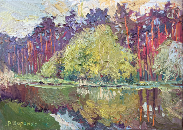 „Frühlingsabend am See“ – Öl auf Leinwand, 50 × 70 cm | 2024