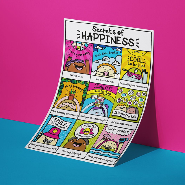 Secrets to Happiness A4 Art Print