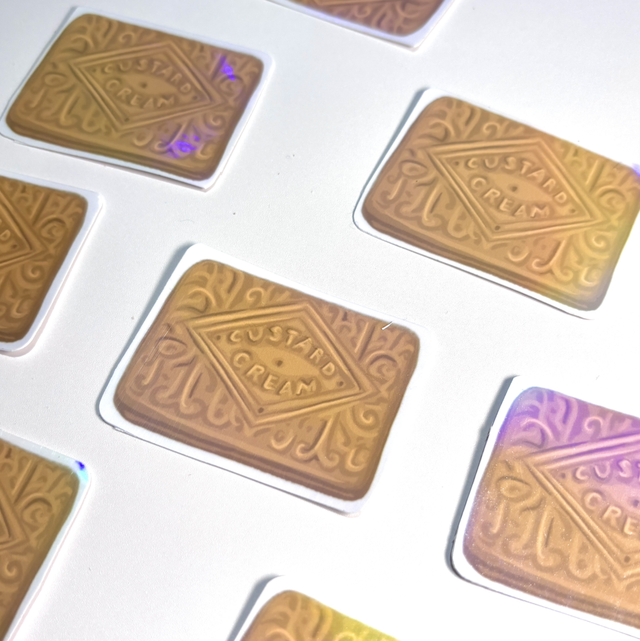 Custard Cream Holographic Sticker