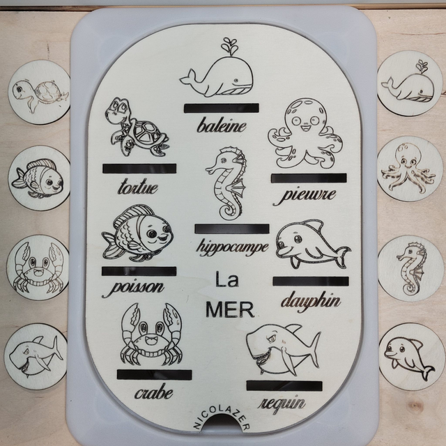 Insert sensoriel bois compatible trofast &quot;la mer&quot;