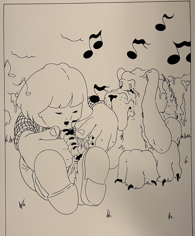 Sérigraphie Mandoline (enfant chien) by PML