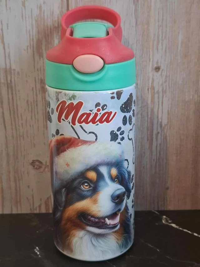Gourde 350 ml berger australien de Noël personnalisable