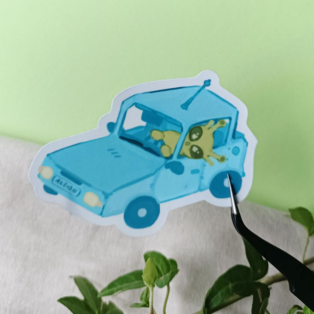 alien car - vinyl sticker