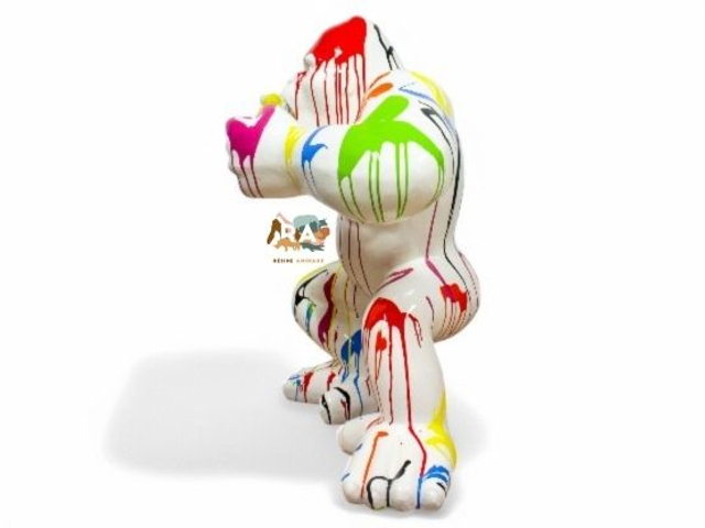 STATUE GORILLE EN RESINE 110 CM - BLANC MULTICOLORE