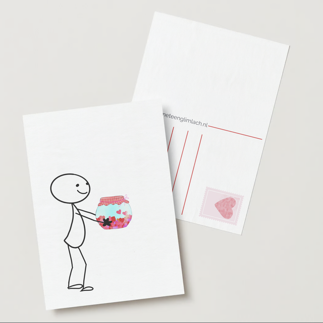 Wenskaart liefde – Robin met potje liefde