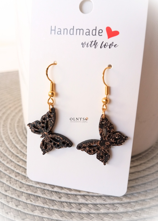 Boucles d&#039;oreilles Papillon en bois