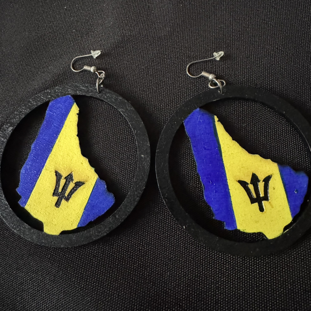 Barbados Flag Map Earrings 