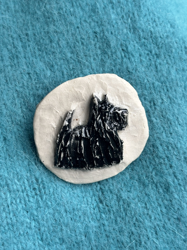 Ceramic Brooch - Black Scottish Terrier