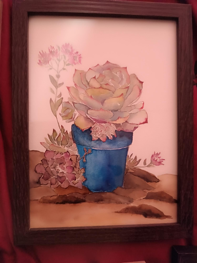 Tableau Aquarelle le sedum