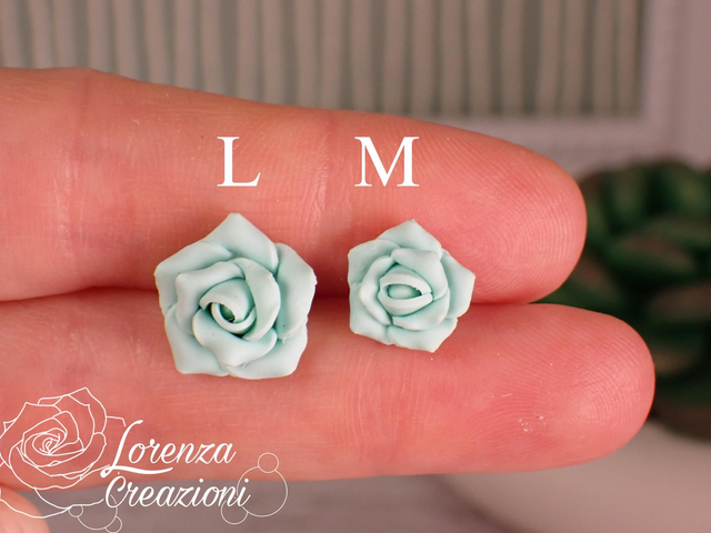 Orecchini a lobo rose verde menta