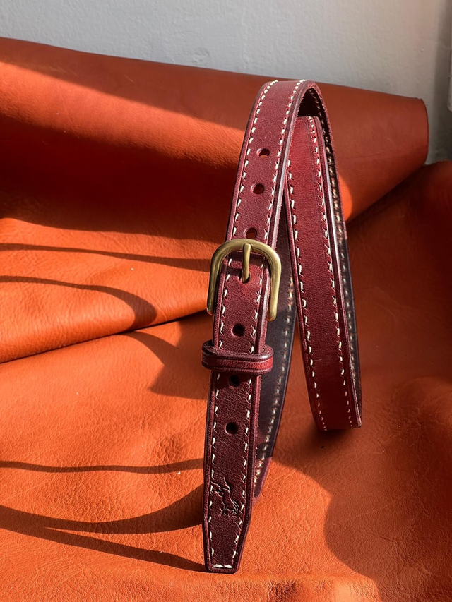 Ceinture &quot;La Lyre&quot; - Surpiquée Point Saumur - Bordeaux &amp; Doré