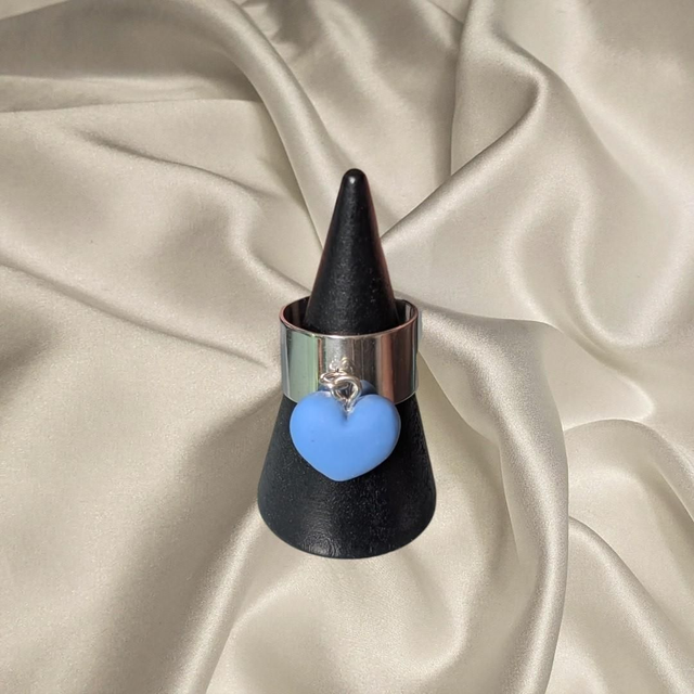 Bague coeur bleu 