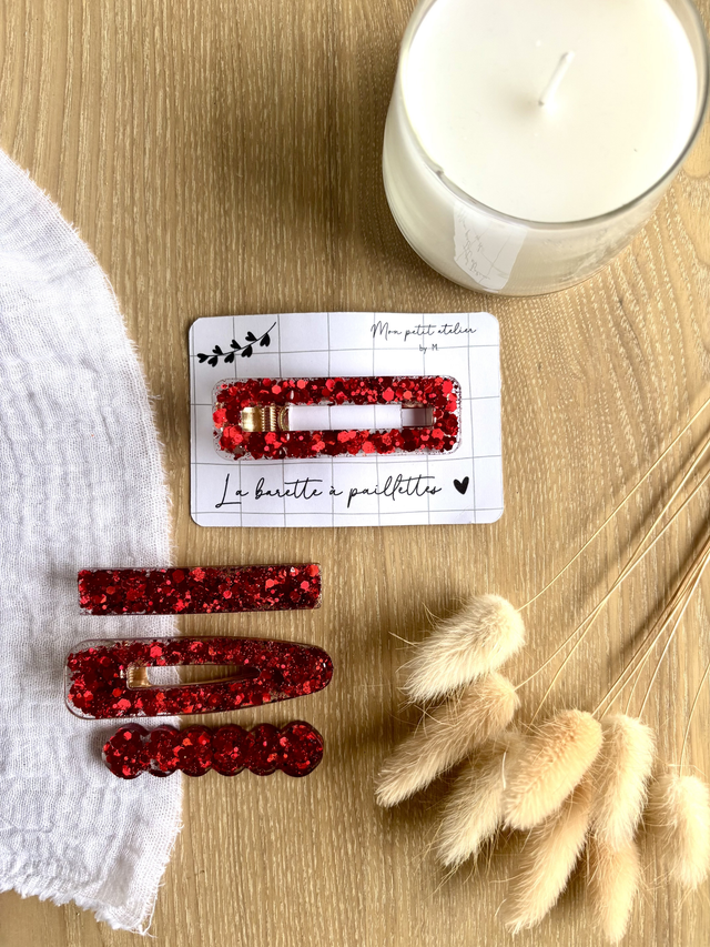 La barette à paillettes - Rouge Noël 🎅🏼