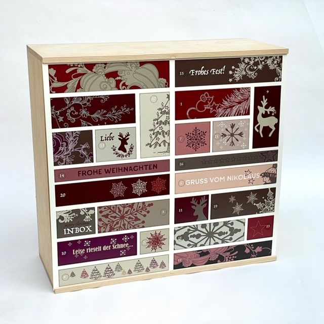 Front für Adventskalender samtrot 