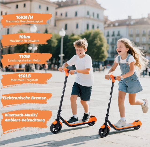 JY Trottinette électrique pour enfant, autonomie 10 km - moteur 110W - écran LCD