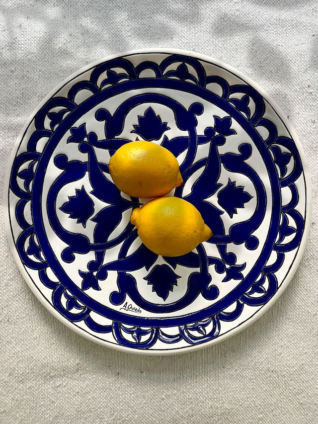 Keramikteller Blau Weiß