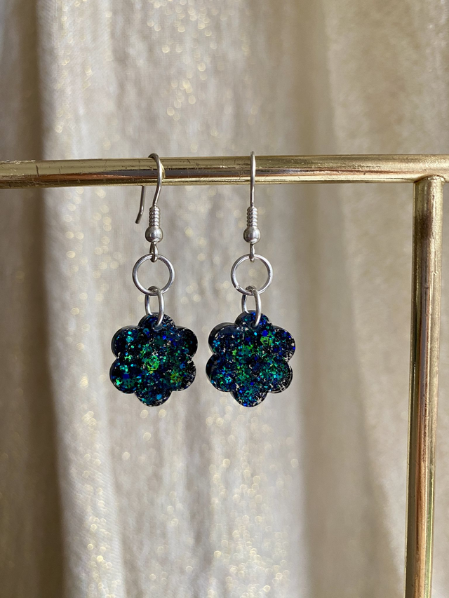 BO fleurs simples mini - nuit pourpre et irisé