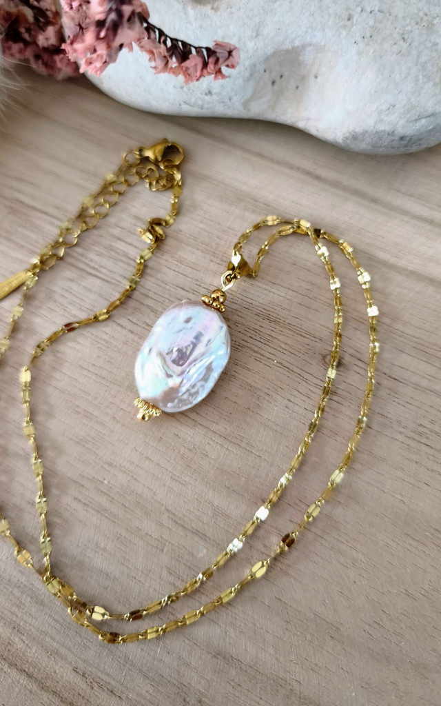 A Collier "Précieuse" 3 en 1 Perle d'eau douce