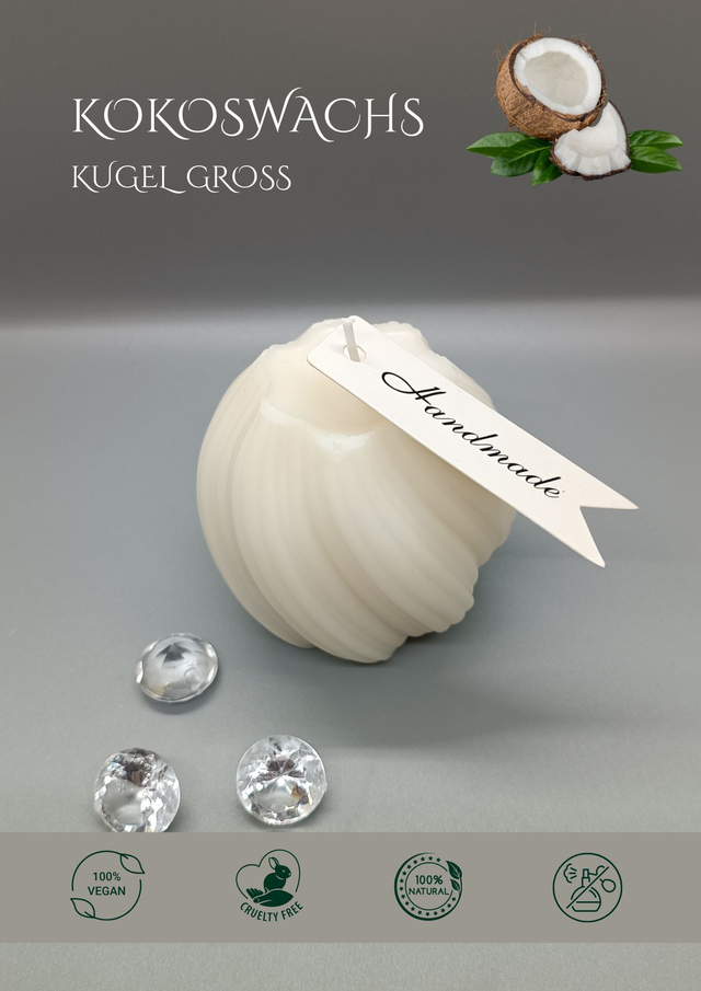 Kokoswachs Kerze Kugel Gross