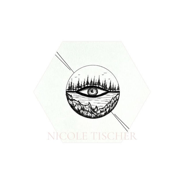 Hexagon mit Kunstdruck "Im Blick I"