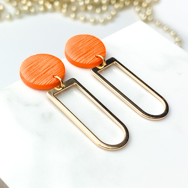 Orange and gold plated earrings