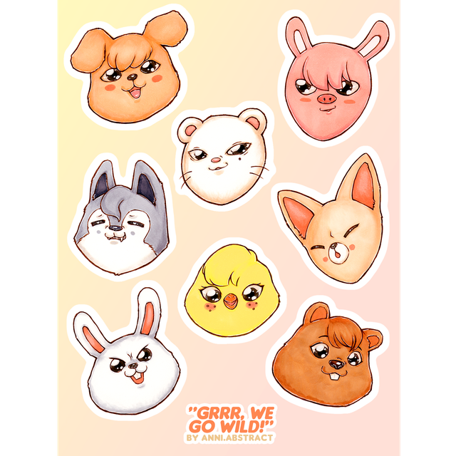 SKZ | "Grrr, we go wild!" Kiss-Cut Vinyl Sticker Sheet