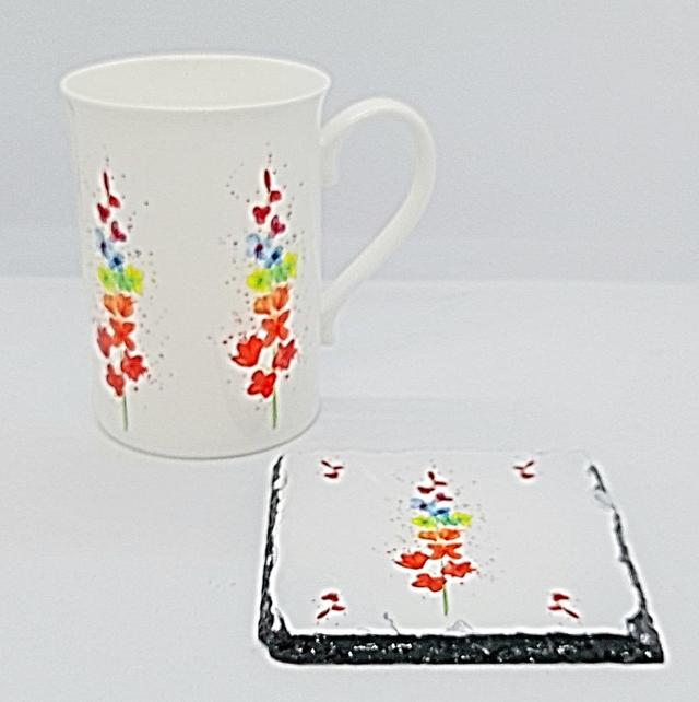 Fine Bone China Floral Summer Vibes Mug and Optional matching Coaster 