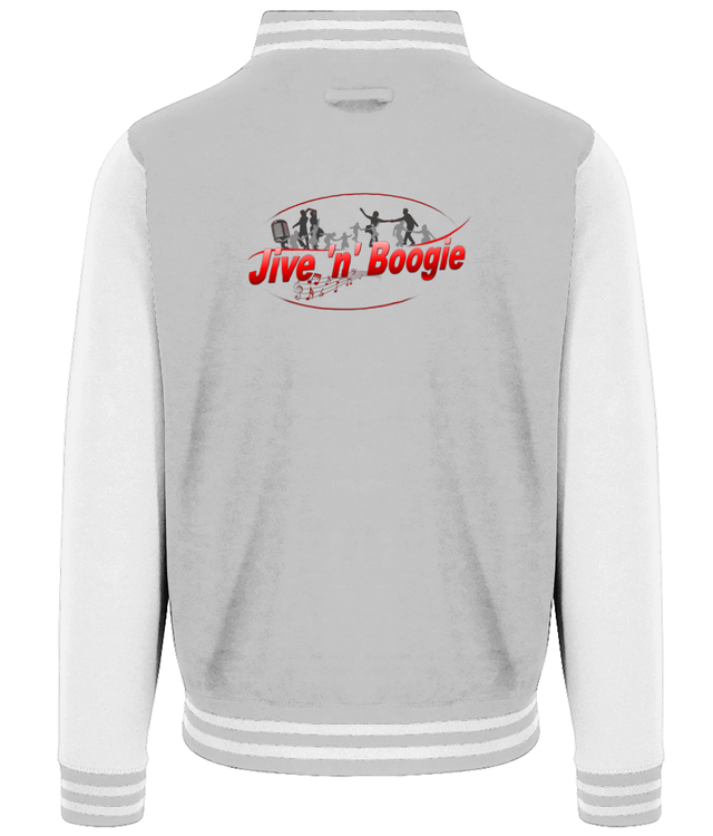 Jive n Boogie Varsity Jacket Lt Grey/White