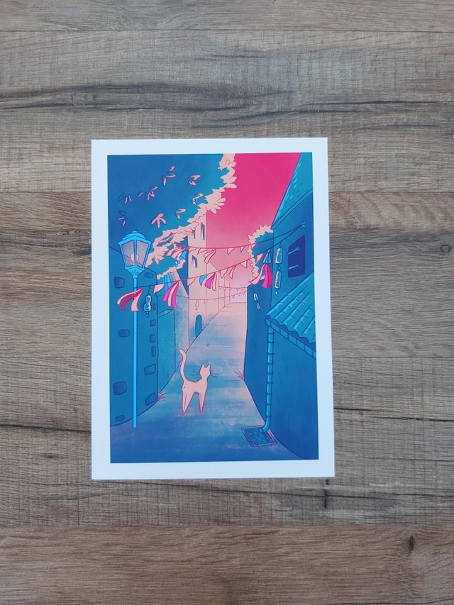 Carte aquarelle - Une petite ruelle