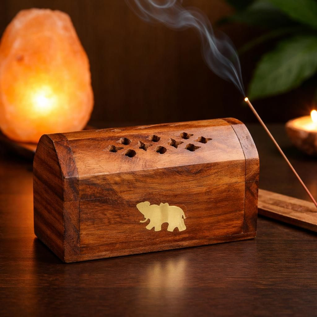 "Elephant" - Mini boîte pour cônes d'encens - Bois