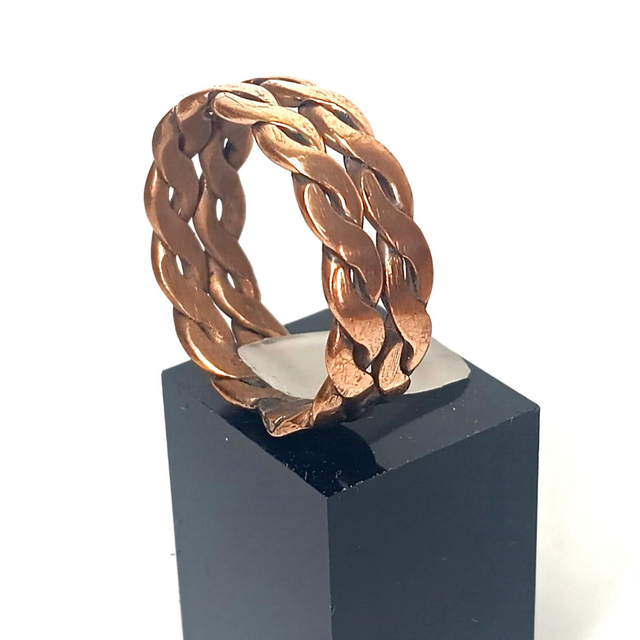 Bague cuivre double tresse 