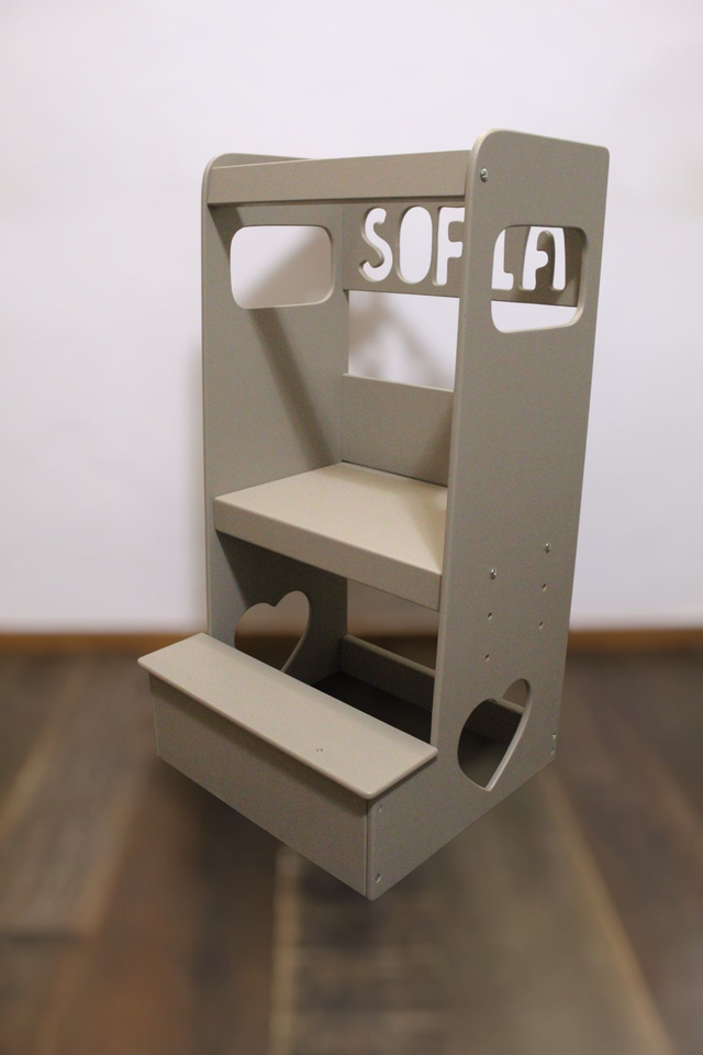 Learning Tower Personalizzabile con nome "CUORE" Regolabile 3 altezze