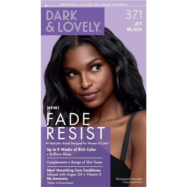 Dark & Lovely Fade Resist Permanent Hair Color- (371 Jet Black)